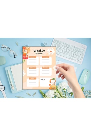 Çocuk Haftalık Planlayıcı - A4 - 30 Yaprak - Öğrenci Planlayıcı - Okul Planlayıcı - Ders Programı