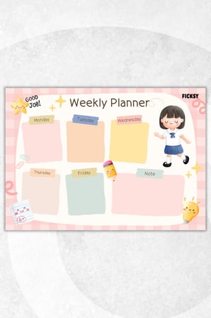 Çocuk Haftalık Planlayıcı - A4 - 30 Yaprak - Öğrenci Planlayıcı - Okul Planlayıcı - Ders Programı