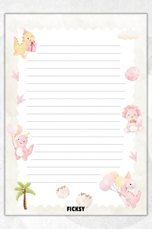 A5 Dinozor Bloknot Çizgili Defter - 50 Yaprak - Memopad - Notepad - Not Defteri - Not Kağıdı