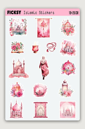 İslam Sticker Seti  - 30 Adet Etiket Çıkartma  - Muslim - Ramazan - Ramadan - Tesettür - Hijab Girl