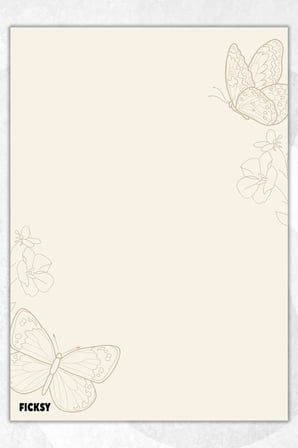 A5 Kelebek Çiçek Bloknot Çizgisiz Defter - 50 Yaprak - Notepad - Not Defteri - Not Kağıdı