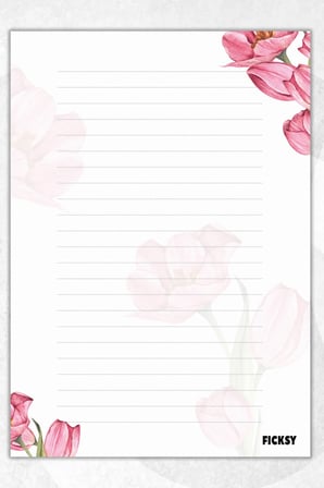 A5 Çiçek Bloknot Çizgili Defter - 50 Yaprak - Memopad - Notepad - Not Defteri - Not Kağıdı
