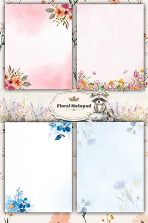 A5 Çiçek Bloknot Çizgisiz Defter - 50 Yaprak - Memopad - Notepad - Not Defteri - Not Kağıdı