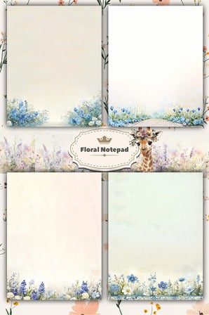 A5 Çiçek Bloknot Çizgisiz Defter - 50 Yaprak - Memopad - Notepad - Not Defteri - Not Kağıdı