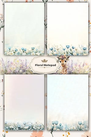 A5 Çiçek Bloknot Çizgisiz Defter - 50 Yaprak - Memopad - Notepad - Not Defteri - Not Kağıdı