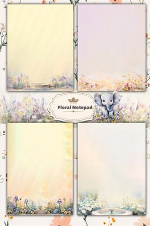 A5 Çiçek Bloknot Çizgisiz Defter - 50 Yaprak - Memopad - Notepad - Not Defteri - Not Kağıdı