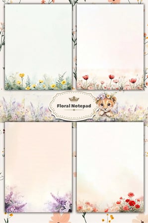 A5 Çiçek Bloknot Çizgisiz Defter - 50 Yaprak - Memopad - Notepad - Not Defteri - Not Kağıdı