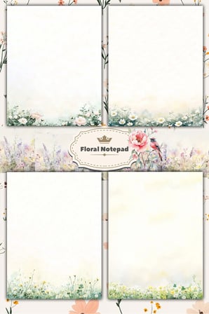 A5 Çiçek Bloknot Çizgisiz Defter - 50 Yaprak - Memopad - Notepad - Not Defteri - Not Kağıdı