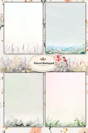 A5 Çiçek Bloknot Çizgisiz Defter - 50 Yaprak - Memopad - Notepad - Not Defteri - Not Kağıdı