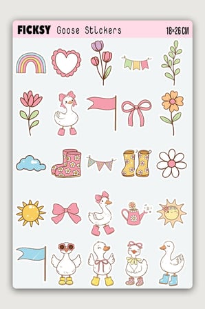 Sevimli Ördek Sticker Seti - 50 Adet Etiket Çıkartma