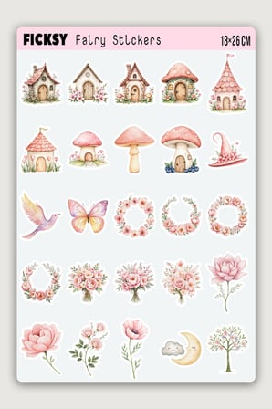 Sevimli Peri Sticker Seti - 45 Adet Etiket Çıkartma