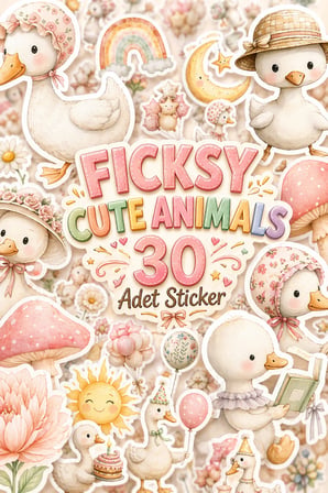 Sevimli Ördek Sticker Seti - 30 Adet Etiket Çıkartma