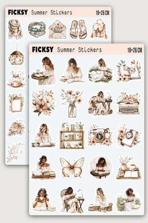 Boho Tarzı İlkbahar Yaz Sticker Seti - 50 Adet Etiket Çıkartma