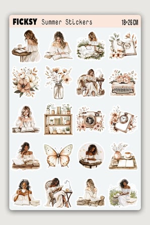 Boho Tarzı İlkbahar Yaz Sticker Seti - 50 Adet Etiket Çıkartma