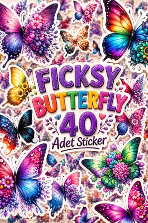 Sevimli Kelebekler Sticker Seti - 40 Adet Etiket Çıkartma