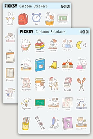 Kawaii Sevimli Öğrenci Sticker Seti - 50 Adet Etiket Çıkartma
