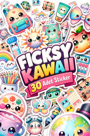 Okul Temalı Sticker Seti - 30 Adet Etiket Çıkartma