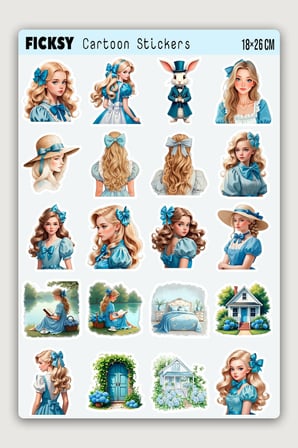 Alice Harikalar Diyarında Sticker Seti - 70 Adet Etiket Çıkartma