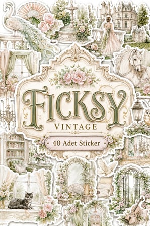 Fransız Vintage Sticker Seti - 40 Adet Etiket Çıkartma