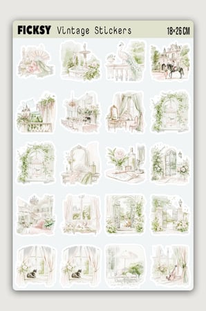 Fransız Vintage Sticker Seti - 40 Adet Etiket Çıkartma