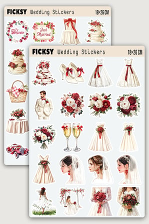 Yaz Düğünü Sticker Seti - 40 Adet Etiket Çıkartma
