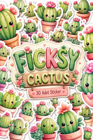 Sevimli Kawaii Stili Kaktüs Sticker Seti - 30 Adet Etiket Çıkartma