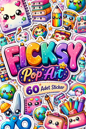 Kawaii Okul Temalı Sticker Seti - 60 Adet Etiket Çıkartma
