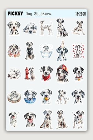 Dalmaçyalı Köpek Sticker Seti - 25 Adet Dalmatian Dog Etiket Çıkartma