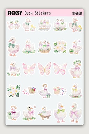 Sevimli Ördek Sticker Seti - 25 Adet Kaz Etiket Çıkartma