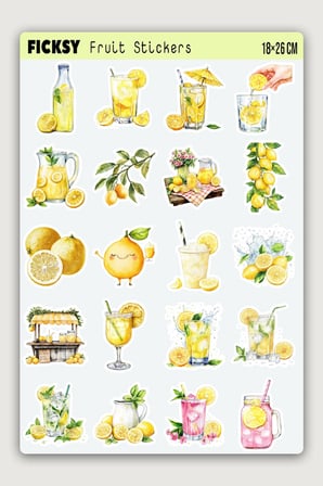 Limonata Sticker Seti - 20 Adet Limon Etiket Çıkartma