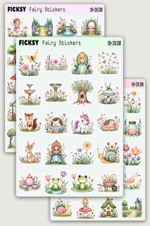 Sevimli Çiçek Perisi Sticker Seti - 60 Adet Peri Etiket Çıkartma