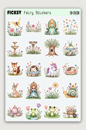 Sevimli Çiçek Perisi Sticker Seti - 60 Adet Peri Etiket Çıkartma