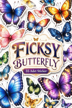 Sevimli Kelebek Sticker Seti - 35 Adet Kaz Etiket Çıkartma