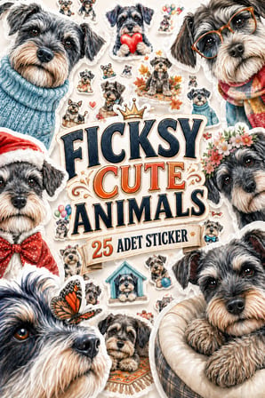 Minyatür Schnauzer Köpek Sticker Seti - 25 Adet Miniature Dog Etiket Çıkartma