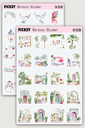 Morocco Sticker Seti - 40 Adet Fas Travel Seyahat Etiket Çıkartma