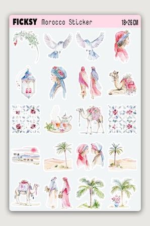 Morocco Sticker Seti - 40 Adet Fas Travel Seyahat Etiket Çıkartma
