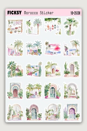 Morocco Sticker Seti - 40 Adet Fas Travel Seyahat Etiket Çıkartma