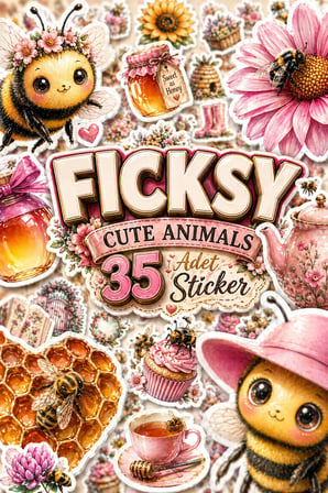 Sevimli Arı Sticker Seti - 35 Adet Etiket Çıkartma