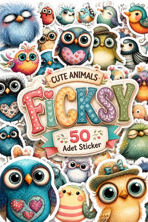 Sevimli Kuş Sticker Seti - 50 Adet Etiket Çıkartma