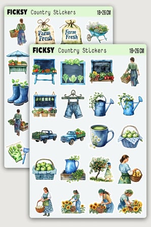 Yaz Temalı Çiftlik Sticker Seti - 40 Adet Etiket Çıkartma