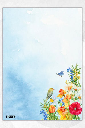 A5 Çiçek Bloknot Çizgisiz Defter - 50 Yaprak - Memopad - Notepad - Not Defteri - Not Kağıdı