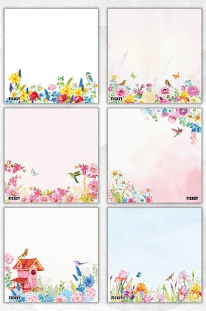 Çiçek Bloknot - 9*9 cm Ebat- 50 Yaprak - Notepad - Memopad - Çizgisiz Not Kağıdı- To Do List