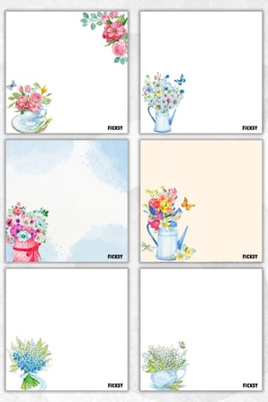 Çiçek Bloknot - 9*9 cm Ebat- 50 Yaprak - Notepad - Memopad - Çizgisiz Not Kağıdı- To Do List