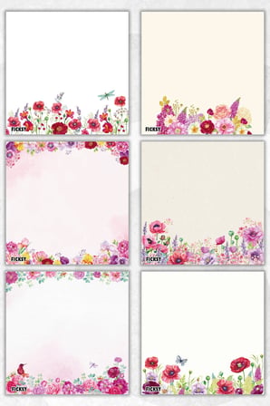 Çiçek Bloknot - 9*9 cm Ebat- 50 Yaprak - Notepad - Memopad - Çizgisiz Not Kağıdı- To Do List