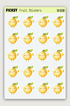 Sevimli Limonata Temalı Sticker Seti - 20 Adet Etiket Çıkartma
