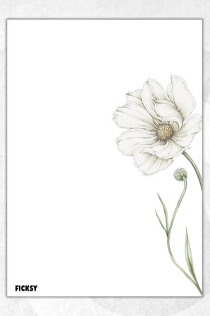 A5 Çiçek Bloknot Çizgisiz Defter - 50 Yaprak - Memopad - Notepad - Not Defteri - Not Kağıdı