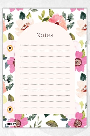 A5 Çiçek Bloknot Çizgisiz Defter - 50 Yaprak - Memopad - Notepad - Not Defteri - Not Kağıdı