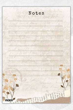 A5 Çiçek Bloknot Çizgili Defter - 50 Yaprak - Memopad - Notepad - Not Defteri - Not Kağıdı