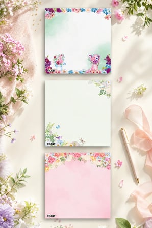 Çiçek Bloknot - 9*9 cm Ebat- 50 Yaprak - Notepad - Memopad - Çizgisiz Not Kağıdı- To Do List