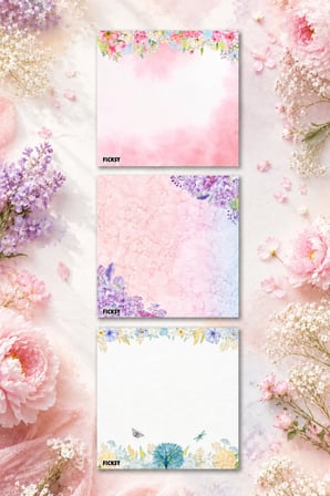 Çiçek Bloknot - 9*9 cm Ebat- 50 Yaprak - Notepad - Memopad - Çizgisiz Not Kağıdı- To Do List